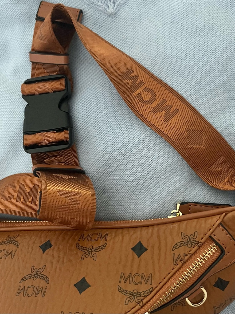 MCM Cognac Belt Bag with Black Accents - Picture 2 of 3